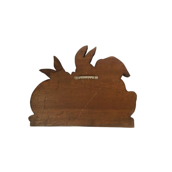 Vintage Bunny 3 Peg 3 Bunnies Wall Hanging Keys Leashes Signed Elaine 98 - Picture 5 of 7